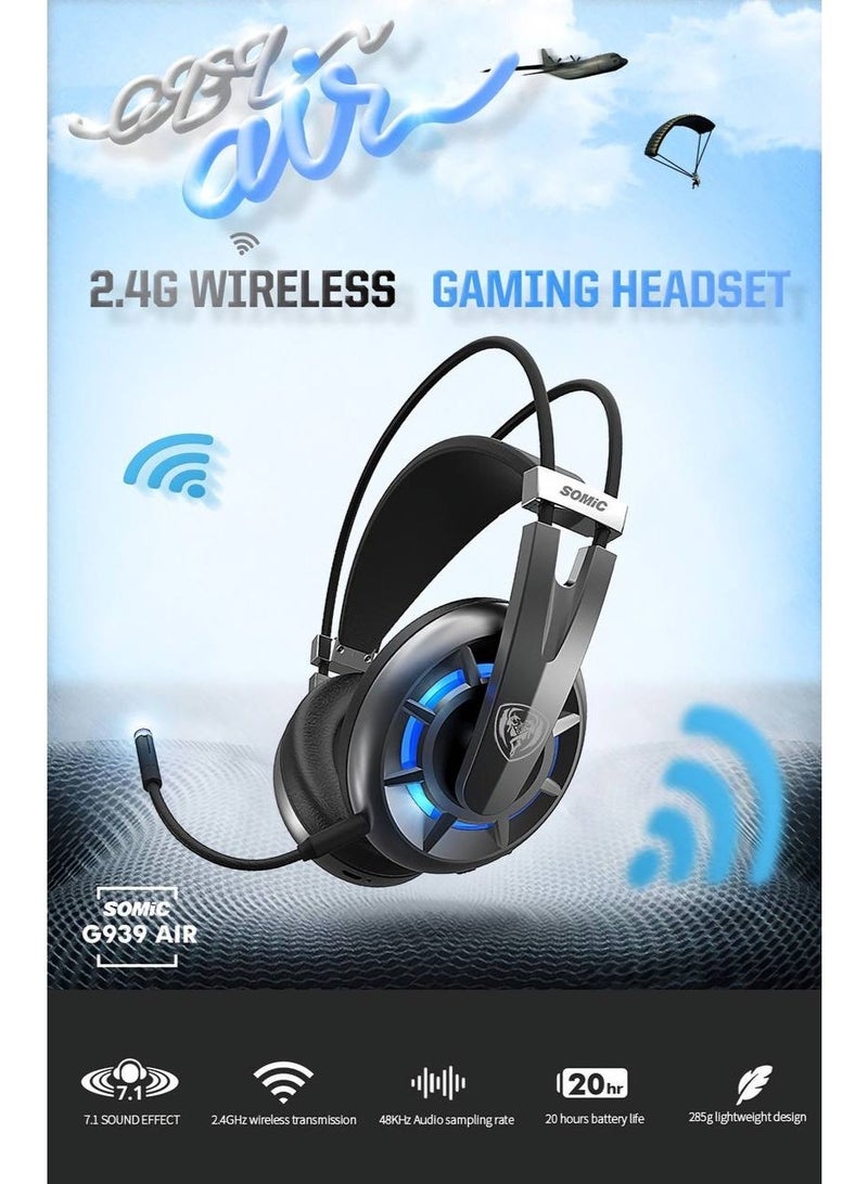 سوميك سماعة رأس  G939AIR  للألعاب لاسلكية 2.4 جيجاهرتز بصوت محيطي 7.1 قناة مع ميكروفون - Image 4